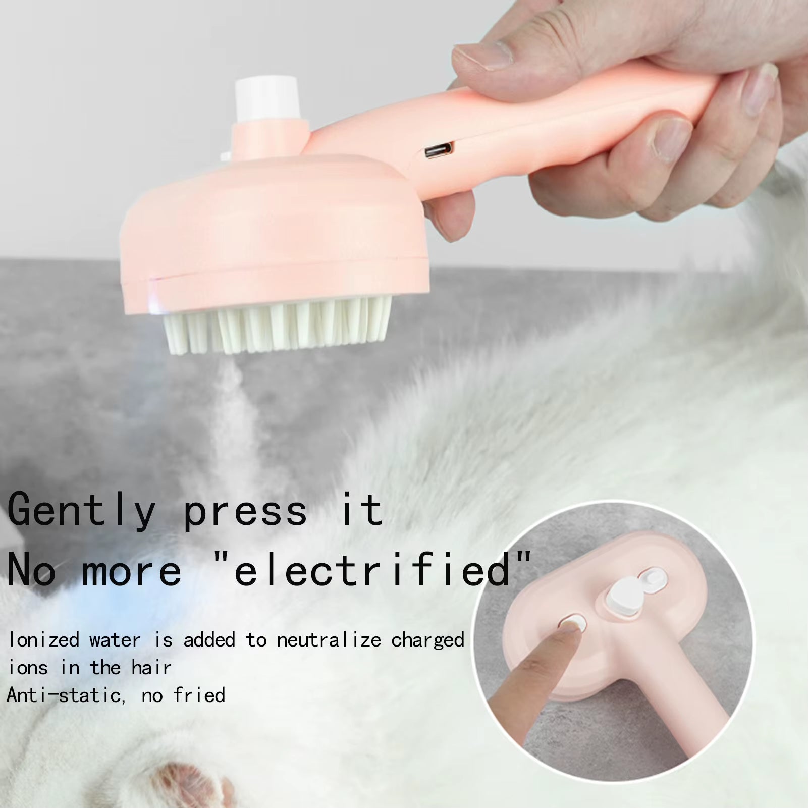 Cat Dog Steam Brush Pets Steam Brush Electric Hair Removal Spray Massage Pet Grooming Shedding Tool Electric Spray Massage Comb